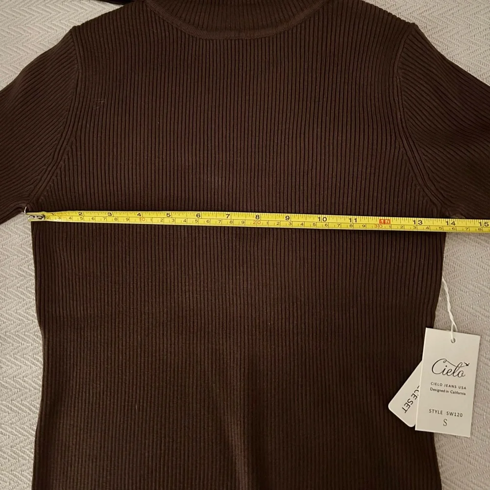 Viscose Blend Brown Rib Knit Turtleneck & Tie-Waist Wide Leg Pants Sz SM NWT! - Picture 7 of 8